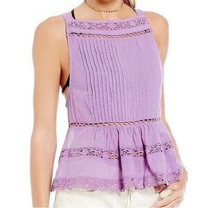 Free People Constant Crush Crochet Tank in Lavender, Size Medium